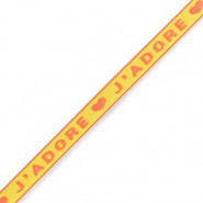 Ribbon text "J'adore" Neon yellow-orange